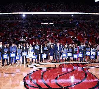 2023 scholarship winners on the court