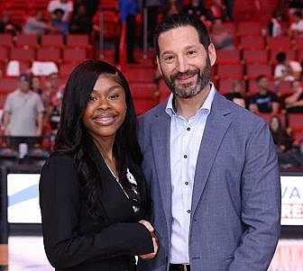 Carnival Corp. President and CEO Josh Weinstein with Ariyanah Coalbrooke.