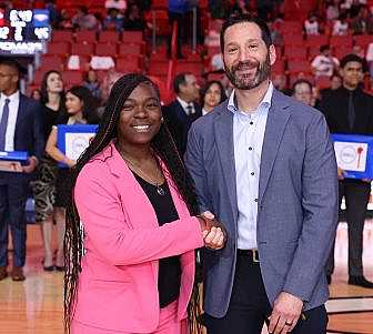 Carnival Corp. President and CEO Josh Weinstein with Zenobia Mansfield.