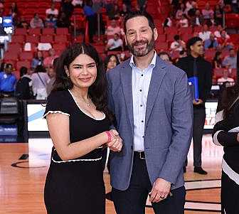 Carnival Corp. President and CEO Josh Weinstein with Katelin Herrera.